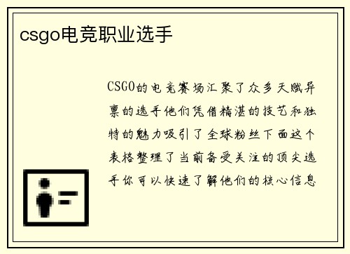csgo电竞职业选手