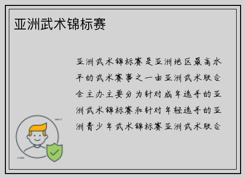 亚洲武术锦标赛